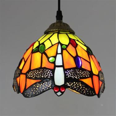Imagem de Luminária pendente contemporânea de vidro colorido com LED, estilo retrô americano, para sala de estar, restaurante, quarto, casa de campo, hotel, corredor, café ou bar (Estilo 14 D20CM)