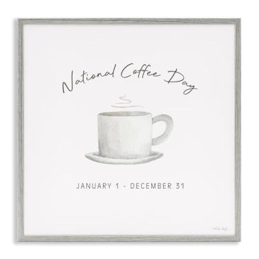Imagem de Stupell Industries Arte giclée emoldurada preta Everyday National Coffee Day, design de Cindy Jacobs, 61 x 61 cm