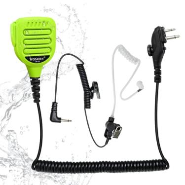 Imagem de WODASEN Microfone de alto-falante Walkie Talkie IP65 à prova d'água, microfone de rádio remoto resistente, microfone de lapela de mão, verde com conector de áudio de 3,5 mm para Hytera BD502i BD552i