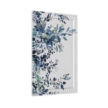 Imagem de Eucalipto azul folhas de planta em aquarela floral 1 gangue capa de interruptor de luz placa de parede em branco decorativa para banheiro, casa, sala de estar, quarto, painel de arte decorado