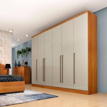 Imagem de Guarda Roupa Sevilla Casal 6 Portas 8 Gavetas Tcil Cor:cinamomo-off