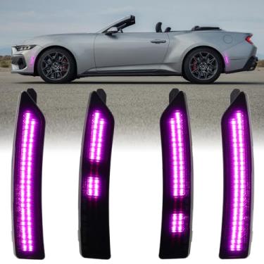 Imagem de Luzes de LED sinalizadoras laterais dinâmicas e roxas para Ford Mustang S650 Dark Horse GT GTD 2024 2025, lentes fumê