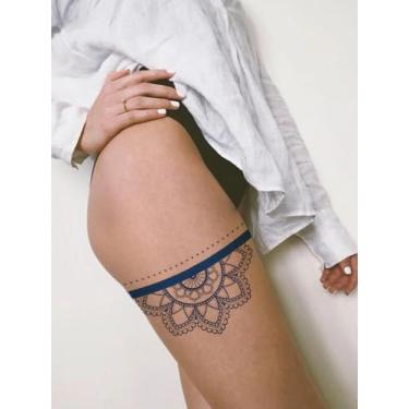 Imagem de Tatuagem de suco de ervas semipermanente estilo mandala padrão decorativo não reflexivo braços perna metade laço corpo tatuagem temporária adesivo 1