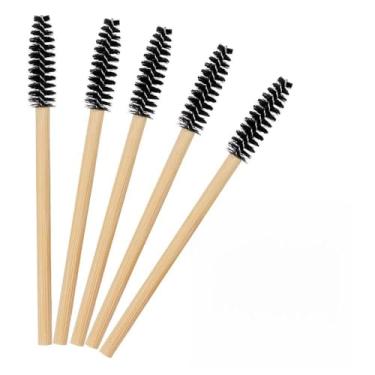 Imagem de ZJchao Escovas Descartáveis ​​para Cílios, 100 Peças, Cabo de Madeira, Varinhas de Rímel para Maquiagem Profissional, Uso Em Salão de Beleza, Cerdas de Nylon Ecológicas e Higiênicas