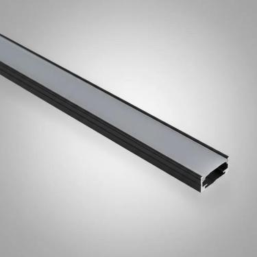 Imagem de Kit Perfil Slim 17Mm Alumínio Para Fita Led 2 - Perfil Preto