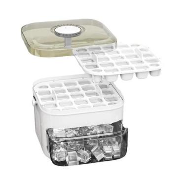 Imagem de Forma De Gelo Compacta De Dupla Camada Com Tampa E Gaveta Deslizante, 