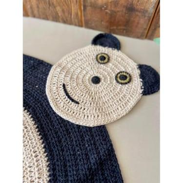Imagem de Tapete Infantil Panda 95x60cm Crochê Artesanal