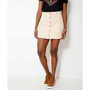 Imagem de Saia Feminina Sarja Botões Marisa-46069, Bege, 38