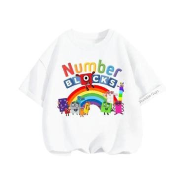 Imagem de Camiseta Infantil Com Estampa De Anime, Verão, Blocos De Construção Di