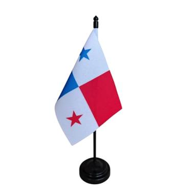 Imagem de Bandeira de Mesa do Panamá, 26cm Altura Total, Base Plástica, Tecido Oxford Face Única, 18x11cm, Multicolorido, para Escritório, Eventos e Decoração
