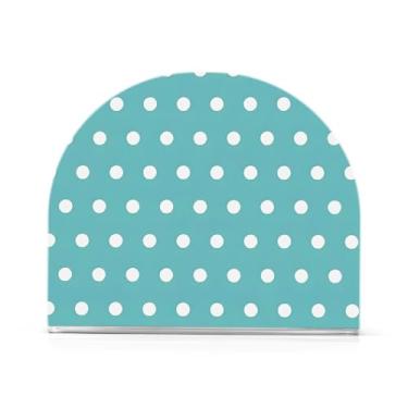 Imagem de Porta-guardanapos de bolinhas brancas azul-petróleo para mesa de cozinha, suporte de guardanapo de piquenique, 1 pacote, suporte de acrílico antiderrapante