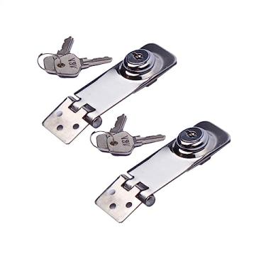 Imagem de Ferrolho de aço inoxidável de 3" com chave de porta cadeado cadeado porta de galpão acessórios para barco marinho 2 peças