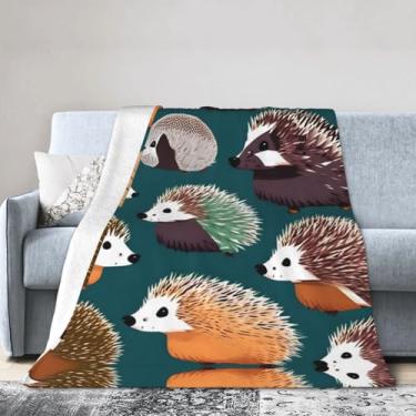 Imagem de Cobertor grande ultra macio com estampa de muitos ouriços, perfeito para cama, sofá e viagens, manta de flanela aconchegante e quente