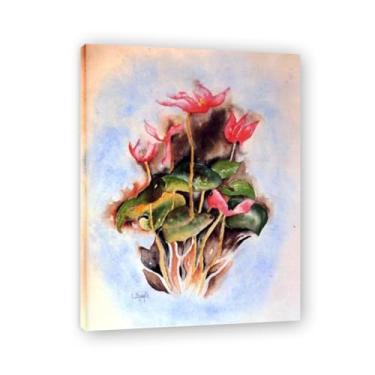 Imagem de Arte de parede em tela Pink CyclamenCharles Demuth - Reprodução de pintura a óleo abstração geométrica, design de interiores colorido ousado, emoldurado 15 x 52 cm