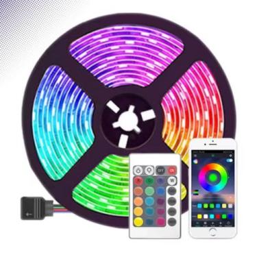 Imagem de Led RGB Fita Dupla Face 5M Decoração Festa Luz Brilho Colorida Moderna