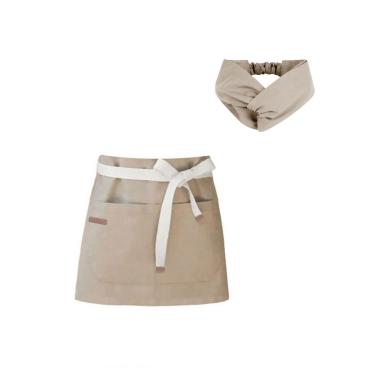 Imagem de Avental de Cintura e Faixa Bege Caqui Chef Cozinha Cafeteria