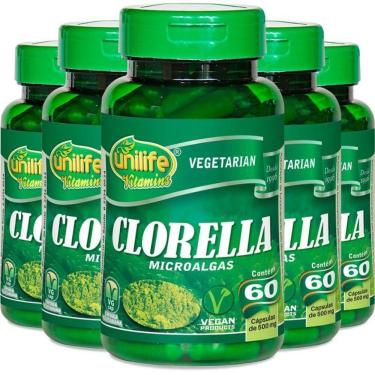 Imagem de Kit 5 Clorella 500Mg Unilife 60 Cápsulas