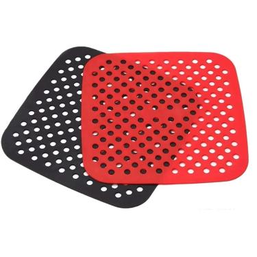 Imagem de Kit 2 Tapete Protetor em Silicone Quadrado Para Air Fryer 21cm