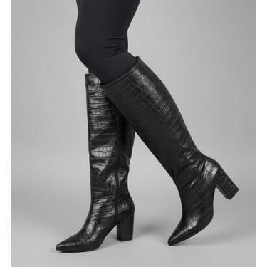 Imagem de Bota Feminina Cano Longo Salto Alto Bloco Grosso - Taty Morena calçado