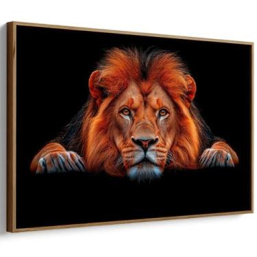 Imagem de Quadro decorativo Leão Horizontal - Mioquadros, 120x80 cm, Tabaco