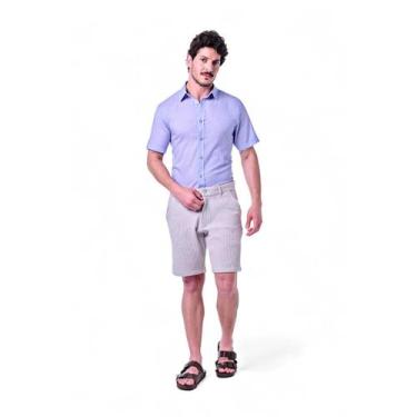 Imagem de Bermuda Masculina Malha Listrada Cós Básico - Rabbitohs, Bege, GG