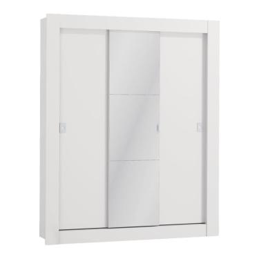 Imagem de Guarda Roupa CBM563 3 Portas de Correr MDP com Espelho Branco Kappesberg