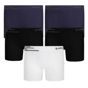 Imagem de Kit 5 cueca kids boxer infantil microfibra sem costura lupo, G, Preto