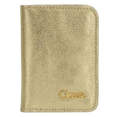 Imagem de Carteira feminina classe couro slim porta cartões, Dourado
