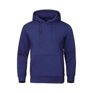 Imagem de Moletom Masculino De Fleece Quente Com Capuz, Casual, Cor Sólida, Moda