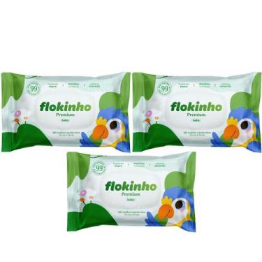Imagem de Kit 3 Lenços Umedecidos Flokinho Premium Baby 100un
