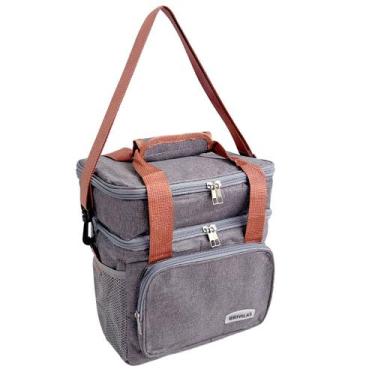 Imagem de Bolsa Térmica Lancheira Grande Duplo Compartimento Marmita Cor:Azul - 