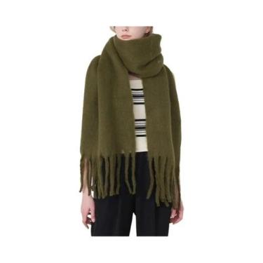 Imagem de Cachecol De Luxo Feminino Em Cashmere, Xale Grosso E Quente Com Franja