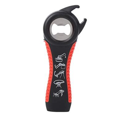 Imagem de AUNMAS Abridor de latas, multifunções 5 em 1 abridor de garrafas, kit de abridor de latas leve para uso doméstico, preto + vermelho (3,5 x 5,5 x 15 cm)