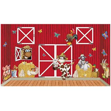 Imagem de Beistle Decorações de aniversário de cenário de foto de Barnyard, 5,7 cm - 914 cm, multicolorido