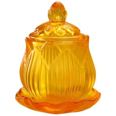 Imagem de XIALON Copo de água de 9,5 cm Guanyin Copo de água sagrada Copo de vidro copo de água de lótus Tribute Cup