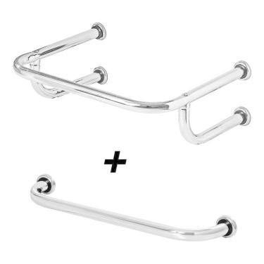Imagem de Barra De Apoio Para Lavatório 40x50cm + 1 Barra Reta De 80cm