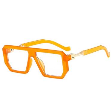 Imagem de Óculos de Sol Quadrado Retrô Polígono Moda Feminina Cor Geléia Sombras UV400 Designer Masculino Tendência Óculos de Sol, Laranja claro, A