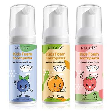 Imagem de Creme Dental de Espuma Infantil com Sabor de Frutas, Creme Dental Infantil com Baixo Flúor para Escova de Dentes em Formato de U, Creme Dental de Espuma e Enxaguante Bucal para Cuidados Dentários para Crianças (Mirtilo + Morango + Laranja)
