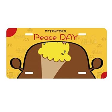Imagem de DIYthinker Placa de carro com estampa de sorvete de cereja amarela para decoração de carro Dia da Paz