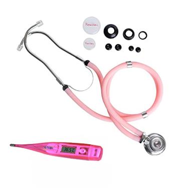 Imagem de Kit Estetoscópio Clinico Premium + Termometro Digital Axilar (Rosa)