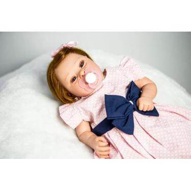 Imagem de Bebê Reborn Menina Tecido Cabelo Fio A Fio - Mundo Azul E Rosa