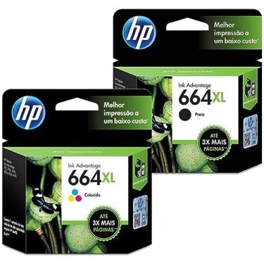 Imagem de Kit com 02 Cartuchos de Tinta HP 664XL - Colorido + Preto Original - 8ml
