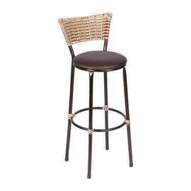 Imagem de Banqueta Alta Sua Casa Top Encosto Fixo Juncado Design Moderno Bancada Cozinha Americana (Junco Capuccino Mesclado, Marrom)