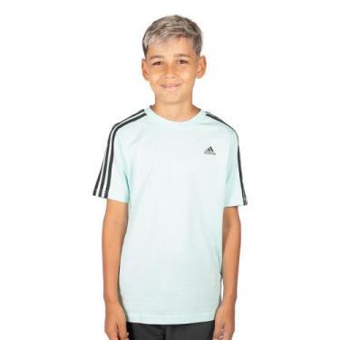 Imagem de Camiseta Adidas 3 Stripes Essential Juvenil Azul Turquesa