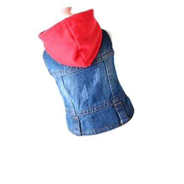 Imagem de Sosoport Suprimentos Para Animais Estimação Blusa Jeans Moletom Cachorrinho Camisa Vintage Aniversário Estimação Vestuário Para Cães Vestidos Vermelho Com Chapéu Colete Pequeno