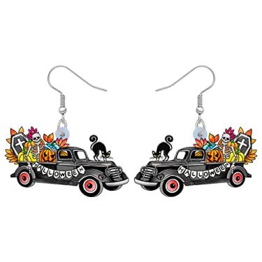 Imagem de BAMAY Brincos de carro de caminhão de Halloween com pingente de gota de acrílico, joias de abóbora, presentes de carro para mulheres, meninas e adolescentes, Medium, Acrílico, Sem pedra preciosa