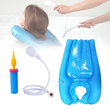 Imagem de Kit de lavatório de xampu inflável – Sistema de chuveiro de cabeceira para idosos, grávidas, deficientes, acamados, lavador de cabelo portátil, tigela de salão de beleza com pulverizador de chuveiro