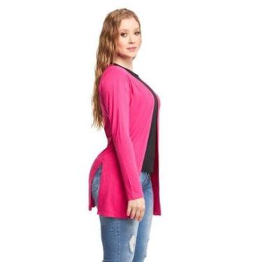 Imagem de Blusa de Frio Cardigan Manga Longa com Fenda Ca3-ROSA-G-Feminino