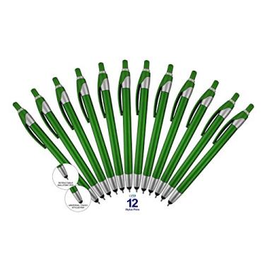 Imagem de Pacote com 12 canetas esferográficas verdes para iPad Mini, iPad 2/3, novo iPad, iPhone 5 4S 4 3GS, iPod Touch, Motorola Xoom, Xyboard, Droid, Samsung Galaxy Asus (pacote com 12 unidades)