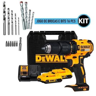Imagem de Parafusadeira / furadeira impacto 1/2 2 bateria 20v dewalt dcd7781d2-br acompanha jogo de broca e bits 16 pecas